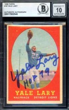Yale Lary Gem Mint 10 Beckett BAS Signed 1958 Topps Autograph