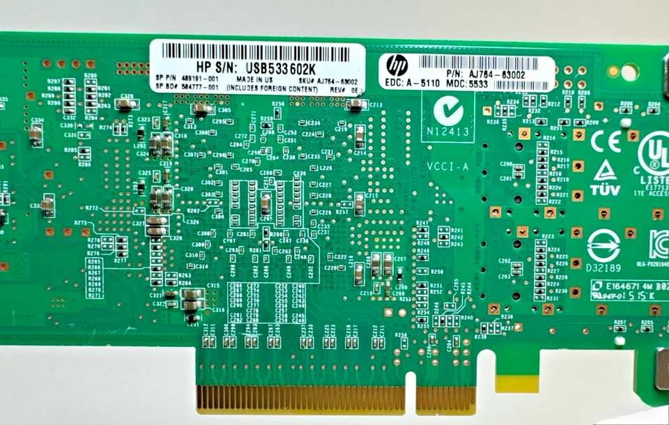 HP AJ764-63002 QLogic QLE2562-HP PCIe 8GB FC HBA 489191-00 2x SFP - Image 4 of 4