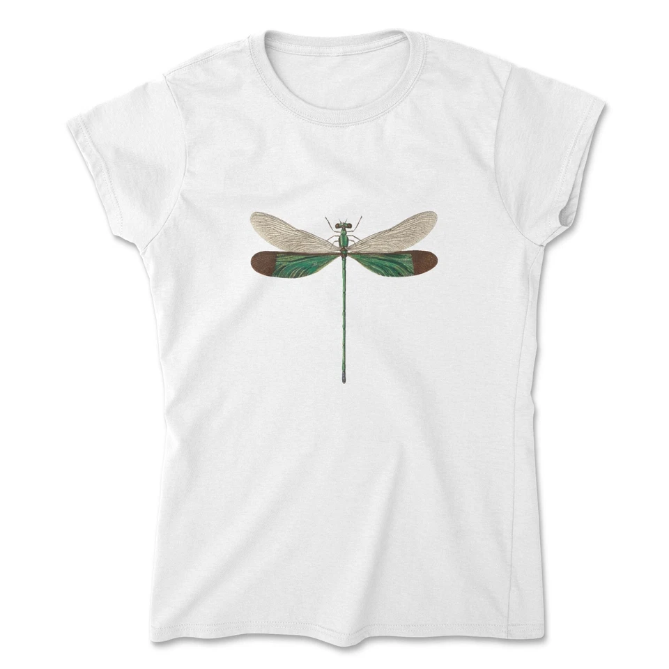 Green Dragonfly Women's T-Shirt, Nature Ladies Fitted Top - Изображение 2 из 4