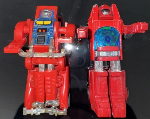 Tonka Bandai GoBots Vintage 1984 GOOD KNIGHT MR-44 & RED TURBO MR-7Robo Machine