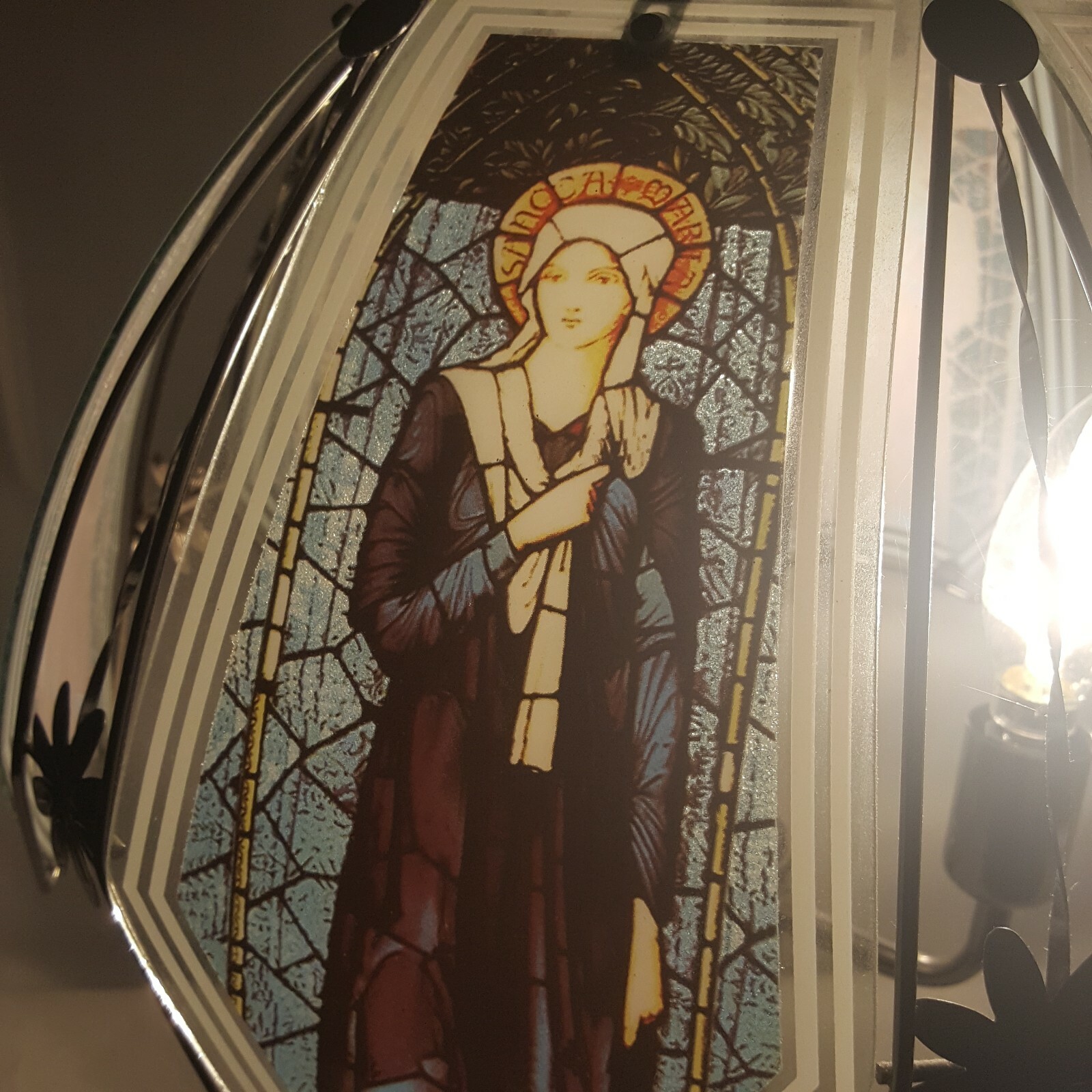 OK Lighting Religious Catholic Mary Saint Woman Stain Table Desk Lamp