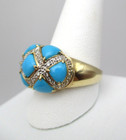 14K Yellow Gold Turquoise & Diamond Ring Size 10.75 [R253] — photo 3