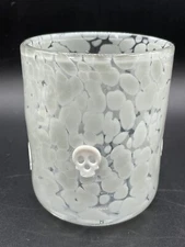 Anthropologie Halloween  Mystic Icon Juice Glass Gray White Skull 17 Oz New