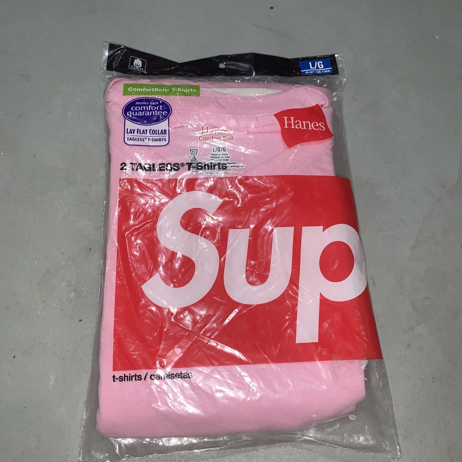 SUPREME X HANES T shirt sans tag rose (paquet de 2) Taille Grand NEUF FW21