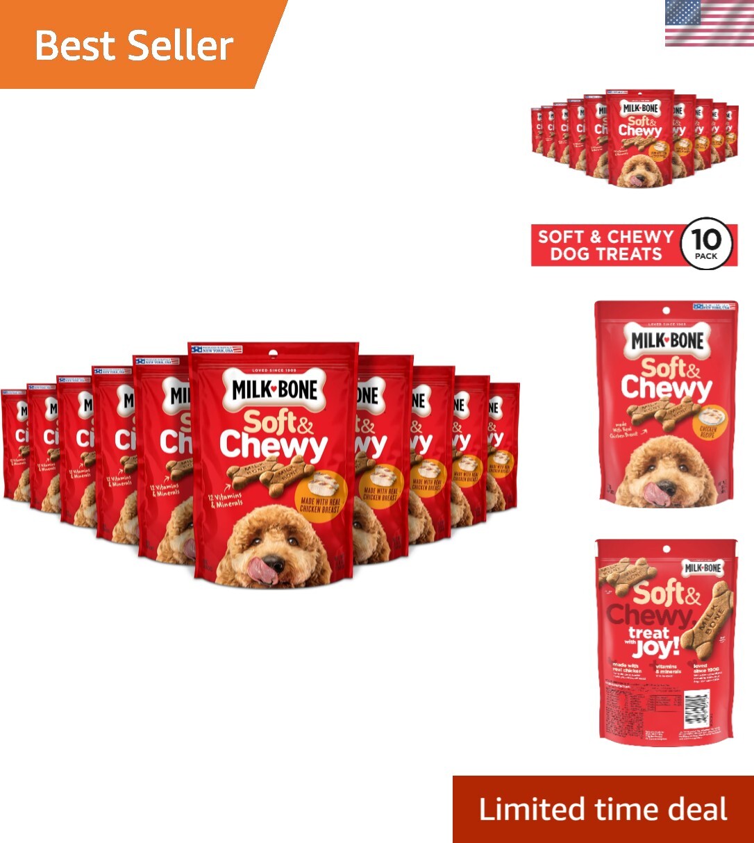 Soft & Chewy Dog Treats, Chicken Recipe, 5.6 Ounce Pack of 0 Made with Real C...