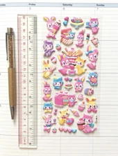 Easter Basket Pastel Bunnies Kittens Puffy Sticker Sheet Junk Journal cute