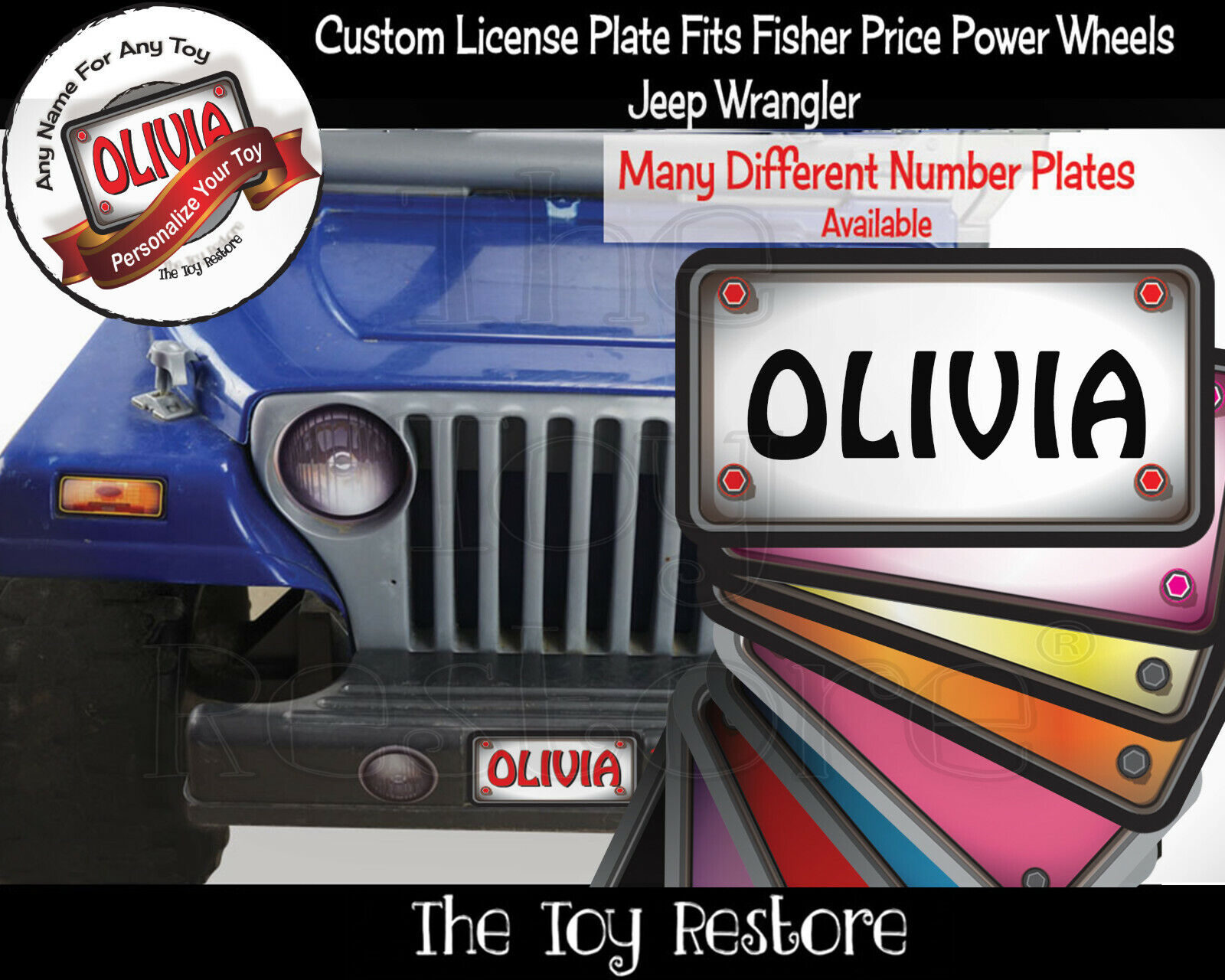 Personalized License Plate Decal Sticker Fits Fisher Price Power Wheels Jeep