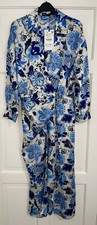 ZARA BLUE FLORAL PRINT COLLARED MIDI WRAP DRESS WITH GATHERED DETAIL SIZE S BNWT