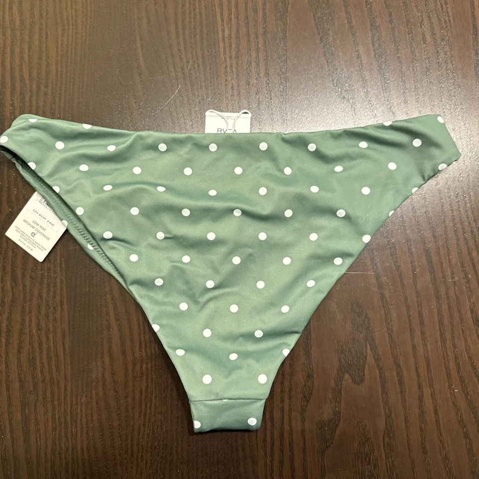 Fondo de natación verde RVCA lunares tiro bajo cobertura media hipster talla mediana 10 Foto 2 de 4