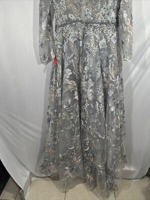 NWT $798 Mac Duggal [ 10 ] 20214 Long Sleeve Beaded Appliqué