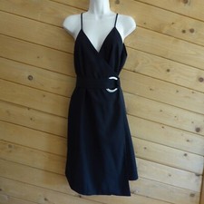C/Meo Collective Veneer Wrap Black Lined Sleeveless Cami Dress M