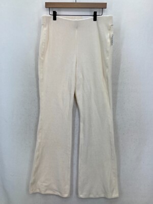 Old Navy Active Pull On Flared Leg Pants Women's Large Beige Corduroy Ribbed NWT