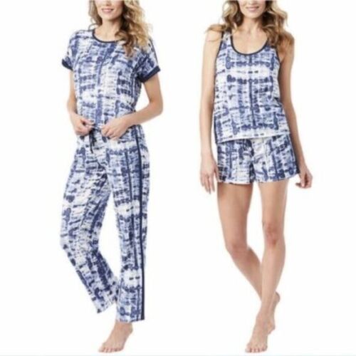 Sz 3X LUCKY BRAND Ladies 4 Piece Pajama Set BLUE Plus Size XXXL Tie Dye SHIP2DAY