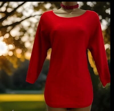 Jigsaw Jumper S Red Silky Wool Rich Silky Relaxed Fit Tunic Jumper VGC  UK