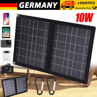 10W Solarpanel-Ladegerät Faltbar Solarpanel Powerbank mit USB & USB-C Camping