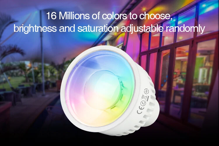 Mi·Light GU10 WiFi 4W /6W RGB+CCT LED Spotlight Multi Color+White Dimmable Bulb - Image 3 of 4
