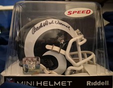 DICK VERMEIL SIGNED RAMS MINI HELMET RARE THROWBACK BAS COA