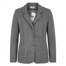NEW David Nieper UK 14 Grey Herringbone Knit Blazer Jacket  Cotton Rich RRP £250