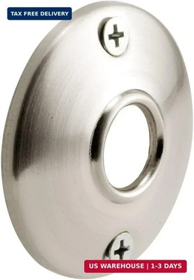 Satin Nickel Vintage Door Knob Rosettes Pair Stamped Steel 2.5 Inch Diameter