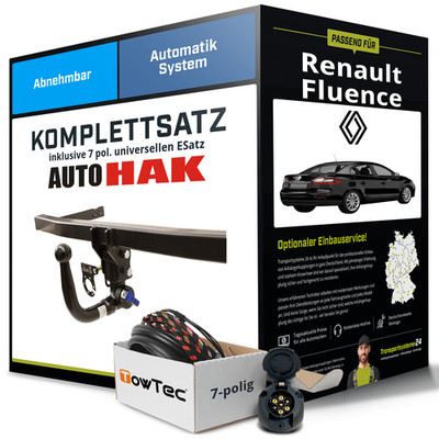 Anhängerkupplung abnehmbar für RENAULT Fluence +E-Satz AHK