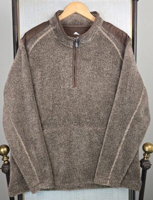 TOMMY BAHAMA Size XL Mens Soft Raschel Fleece 1/4 Zip Pullover Anorak Brown