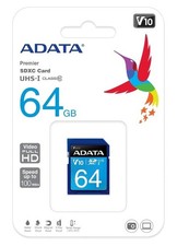 ADATA 64GB SDXC Card UHS-I Class 10 with Adapter Full HD Video Upto 100mbps