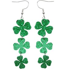 St. Patrick's Day Green Leaf Earrings for Women,Clover Horseshoe Small,