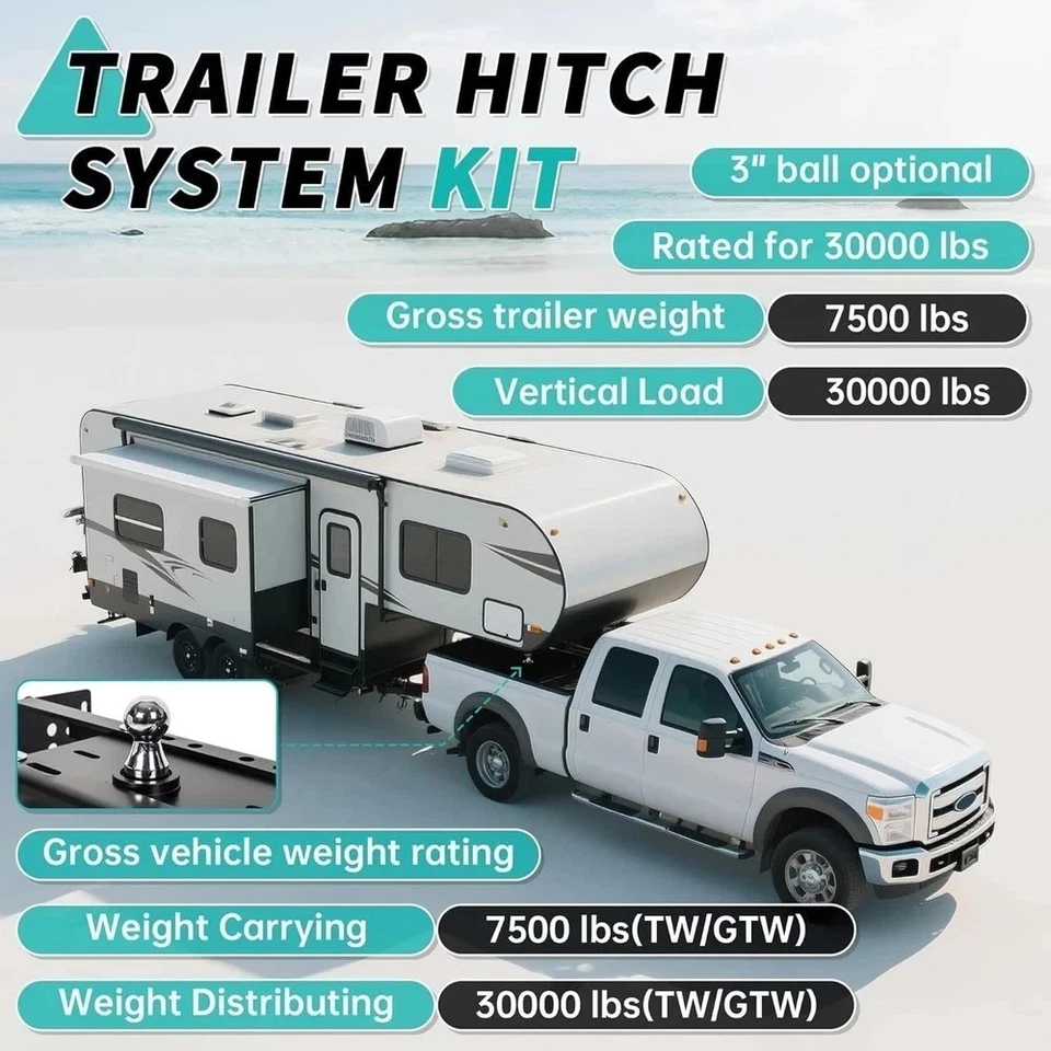 ECOTRIC Gooseneck Trailer Hitch Compatible with 1999-2016 Ford F250 F350 Comp... - Image 3 of 4