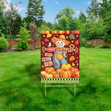 Happy Fall Y  all Scarecrow Yard Sign Pumpkins Autumn Outdoor Thanksgiving D cor