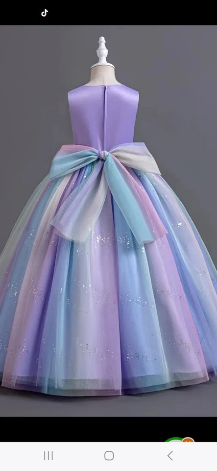 Girls Princess Fairy Birthday Pagent Dress 7/8 Iridescent Sequins 💙🩵💜🩷🤍💚 - Image 3 of 4