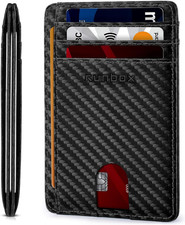 Slim Minimalist Front Pocket RFID Blocking Leather Wallets for Men and Women Car