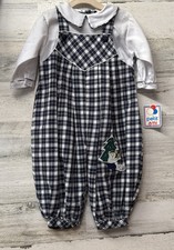 Vintage New Old Stock Petit Ami Checkered Long Pant Baby Romper 9 Mos
