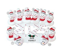 Personalized 2025 Snowman Family of 10 Christmas Ornament