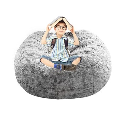  Bean Bag Cover Comfy Beanbag Chair for Adults Without Filler Faux 3.5FT Grey