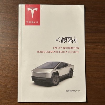 OWNERS MANUAL Safety Information Booket OEM 1945285-00-B TESLA CYBERTRUCK 2024