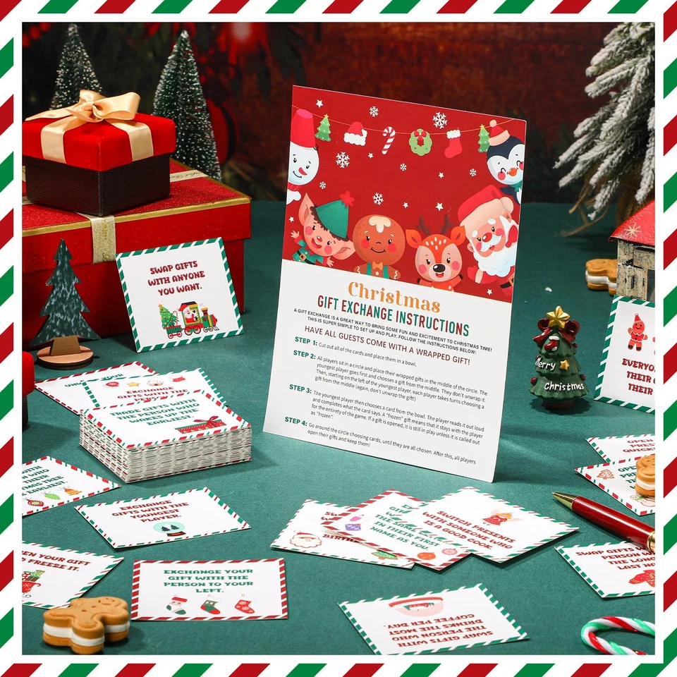 61 Piezas Tarjetas de Regalo de Juego de Intercambio de Navidad Elefante Blanco Tarjetas de Intercambio de Regalo... Foto 3 de 4