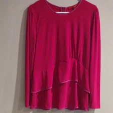 Narciso Rodriguez Women's Large Long Sleeve Fuchsia Layered Blouse