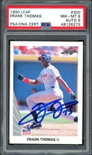 Frank Thomas Auto Signed 1990 Leaf RC 300 White Sox Auto 9 Card NM-MT 8 PSA/DNA