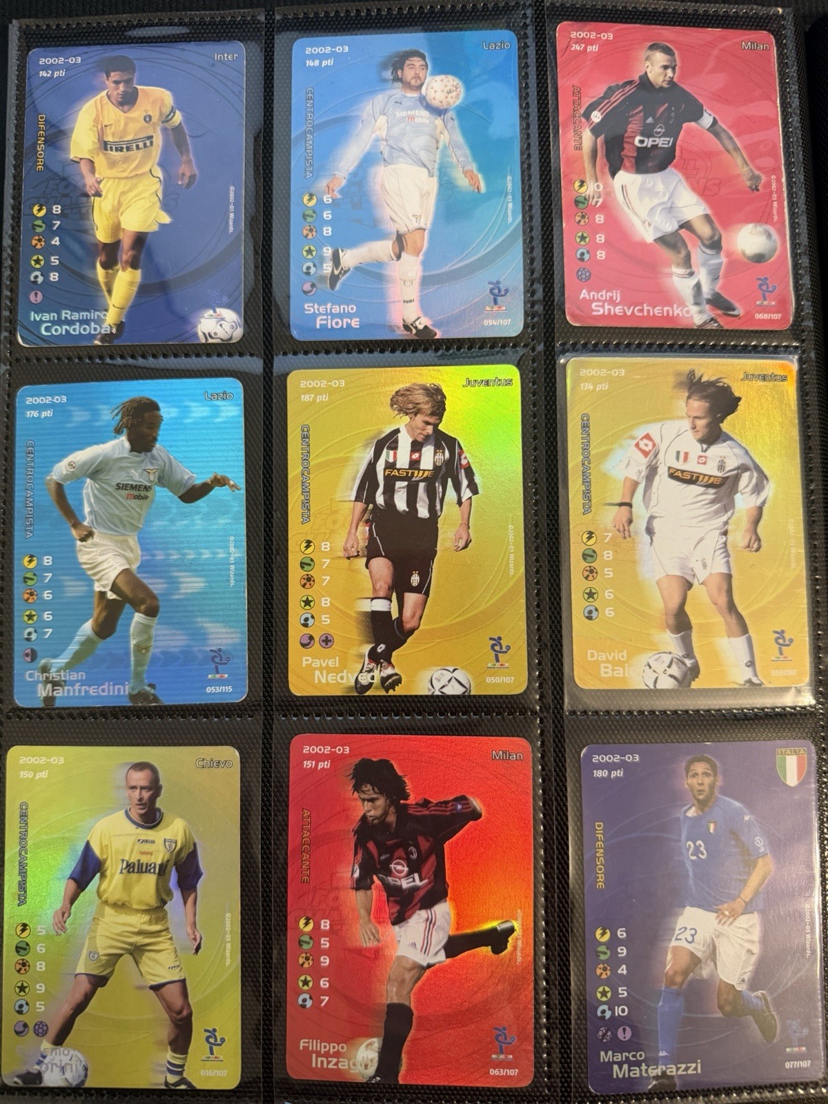 Lotto 9 cards HOLO Foil Serie A 2002-2003 Football Champions Wizards Lot