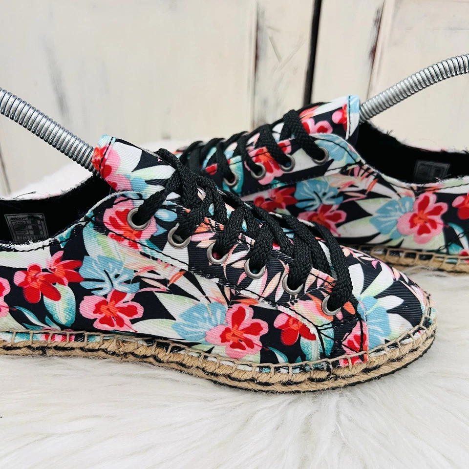 Zapatillas deportivas alpargata de algodón Rocket Dog negras y rojas florales Tempo Hawaii Dream 7,5 M Foto 4 de 4