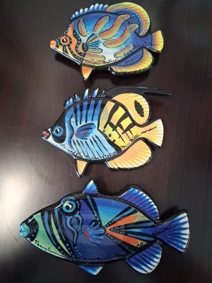 3-Ben Diller Hawaiian Art Pottery Humuhumunukunukuapua'a & Butterfly Fish 