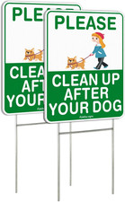 Clean up after Your Dog Sign, 2 Pack 12 X 9 Clean up after Your Pets Sign, Dou