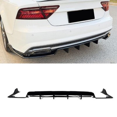 For 2015-2017 Audi A7 C7 S-line Glossy Black ABS Rear Bumper Diffuser Spoiler N