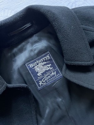 Vintage Burberry's Black Wool Cashmere Trench Coat Single-Breasted