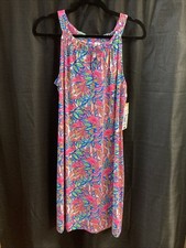 Lulu B L Keyhole Flamingo Tropical Dress Upf50