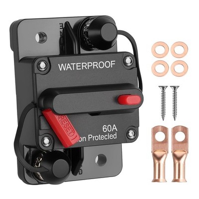 60 Amp Marine Circuit Breaker 12V-48V DC Resettable One-Click Reset No Fuse
