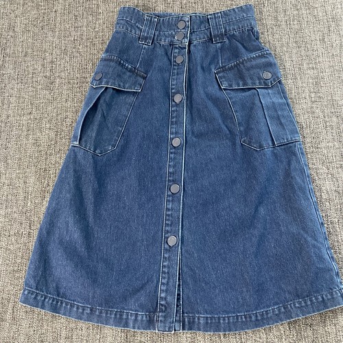 Whistles Denim A-Line Skirt – UK 10 Button Front, Utility Pockets, 100% Cotton