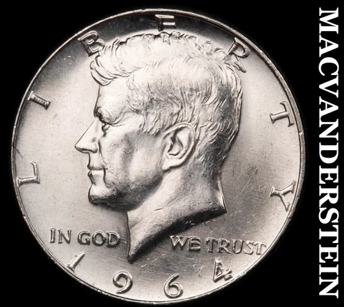 1964 Silver Kennedy Half Dollar - Choice Gem Brilliant Unc  Lustrous  #G7366