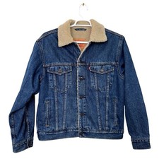 Levis 70520-3790 Mens Sherpa Lined Denim Jean Jacket Trucker Blue Sz M Vtg Y2K
