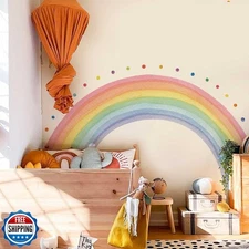 funlife Fabric Large Rainbow Wall Decals Peel and Stick for Girls Bedroom, Ra